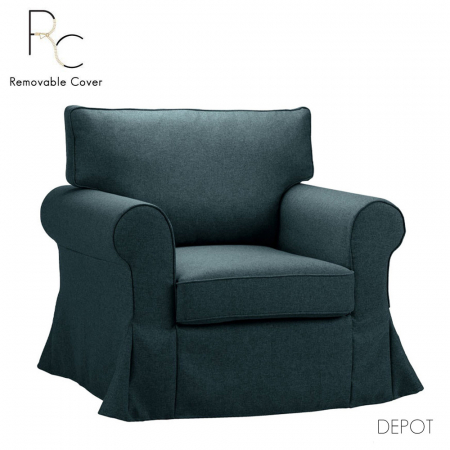 Scaune in Stil Boho - Fotoliu cu husă Ashley albastru – întreținere ușoară și design elegant