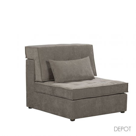 Canapele Modulare - Fotoliu modular gri Mexico Puro – imagine frontală cu pernă inclusă și tapițerie textilă