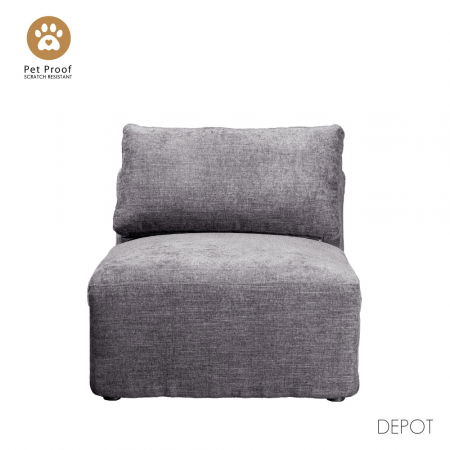 Fotolii in Stil Scandinav - Fotoliu Box gri – vedere oblică cu decor minimalist