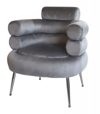 Scaune in Stil Glam - Fotoliu gri modern ergonomic CreativDeco design rotunjit