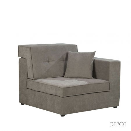 Canapele Modulare - Fotoliu Mexico gri Puro cu braț lateral – fotoliu cubic tapițat