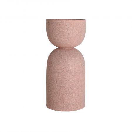 Ghivece, Suporturi flori - Ghiveci decorativ din polirășină roz – formă sculpturală și proporții arhitecturale