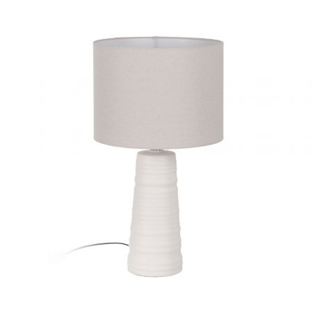 Boho - Lampa inalta ceramica alba cu abajur pentru decor elegant|Lampi moderne pentru spatii rafinate