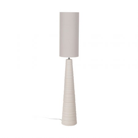 Boho - Lampa podea alba ceramica cu abajur in|Lampi inalte naturale pentru decor relaxant