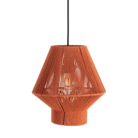 Lustre, Lampi suspendate - Lampă de tavan din sfoară de hârtie teracota – abajur conic cu bază cilindrică