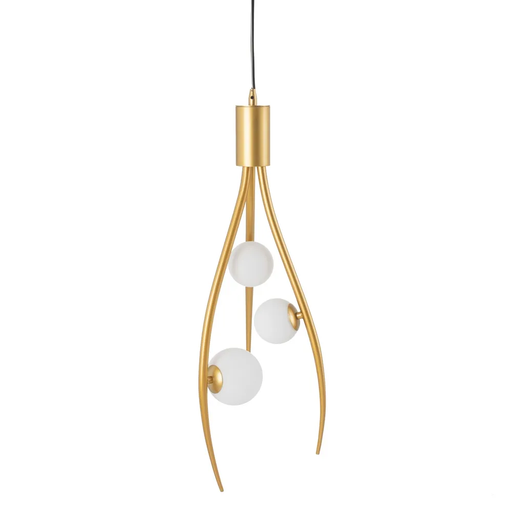 Lustre, Lampi suspendate - Lampa suspendata metal auriu cu sticla alba | creativdeco