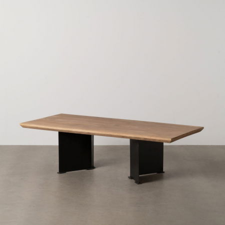 Scandinav - Masă cafea dreptunghiulară lemn mango cu structură metalică neagră