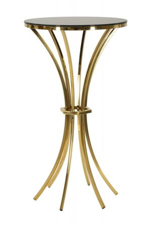 Masute Laterale - Masă de bar din metal auriu cu blat rotund