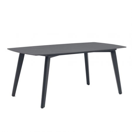 Mese in Stil Minimalist - Masă Fossil Stone – blat porțelan gri antracit, vedere laterală