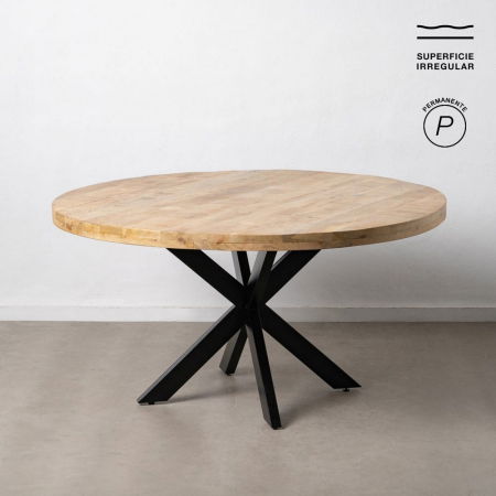 Scandinav - Masă rotundă mango 150 cm cu structură metalică în stea
