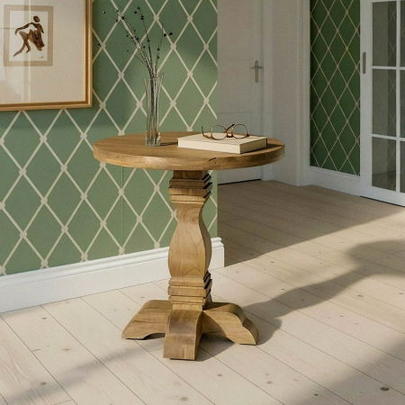 Mese - Masă laterală rotundă lemn masiv de mango rustic elegant