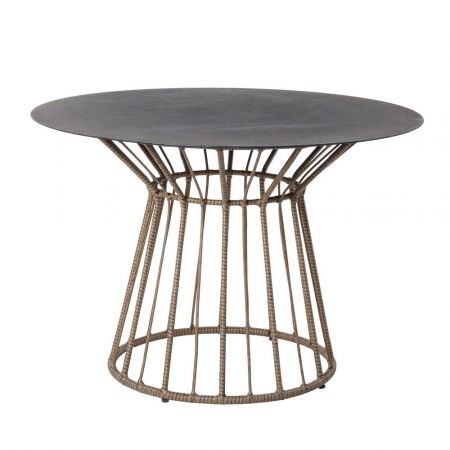 Boho - Masă Ariki 110 cm – ratan sintetic și sticlă securizată