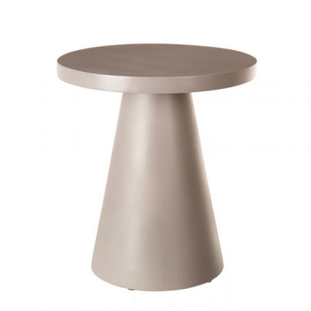 Mese in Stil Minimalist - masă Bacoli bej – ciment conic, blat rotund, decor exterior sculptural