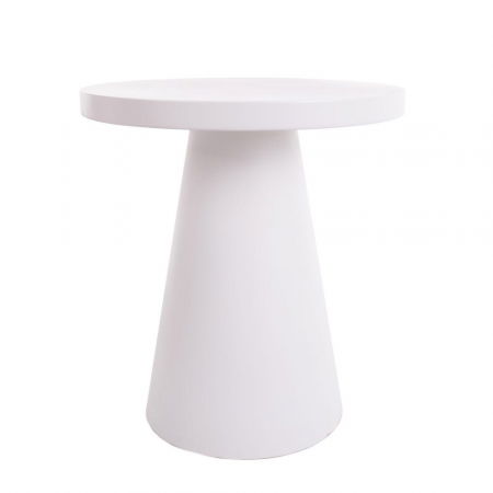 Mese in Stil Minimalist - masă Bacoli albă – formă conică, ciment exterior, stil sculptural