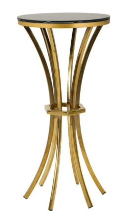 Masute Laterale - Măsuță bar înaltă aurie cu blat din sticlă neagră Shanty