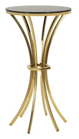 Masute Laterale - Măsuță bar înaltă aurie cu blat negru modernă