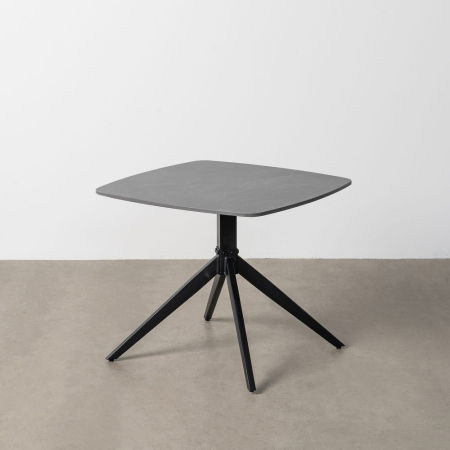 Masute Cafea - Măsuță cafea piatră sinterizată neagră cu bază metalică