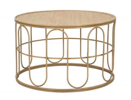 Mese in Stil Boho - Masuta cafea rotunda ratan cu blat texturat exotic CreativDeco
