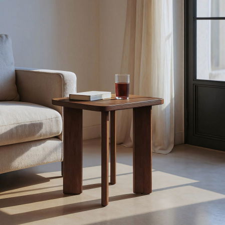 Mese - Măsuță laterală pătrată maro din lemn de mango design natural