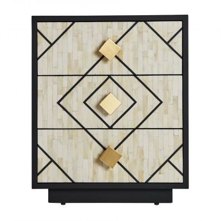 Oglinzi in Stil Art Deco - Noptiera Art Deco MDF negru alb auriu|Noptiere luxoase