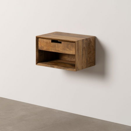 Mobilier - Noptieră suspendată mango natur cu sertar și raft