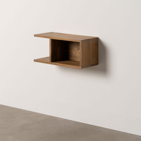 Scandinav - Noptieră de perete mango natur cu raft deschis