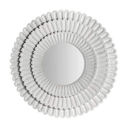 Oglinzi - Oglinda provensala rotunda lemn mango alb|Oglinzi decorative