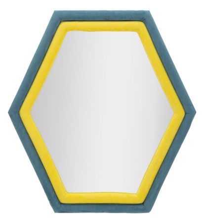 Boho - Oglinda hexagonala albastru galben CreativDeco