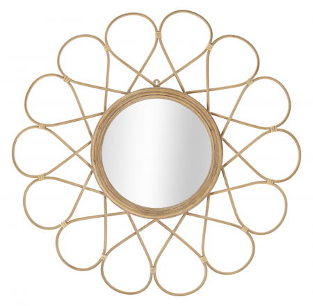 Oglinzi in Stil Boho - Oglinda perete Almeria, ratan, natural