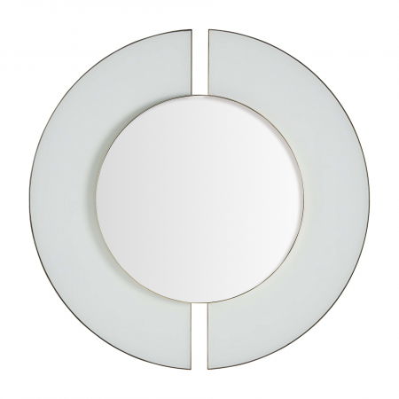 Oglinzi in Stil Art Deco - Oglinda rotunda Art Deco alba si aurie|Oglinzi decorative luxoase