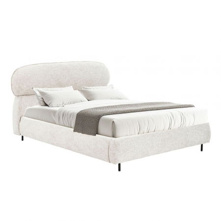 Fotolii in Stil Scandinav - Pat tapițat crem cu tablie rotunjită – model Serenite