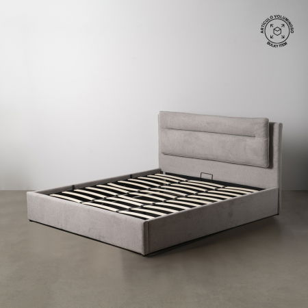 Mese in Stil Scandinav - Pat tapitat gri cu depozitare