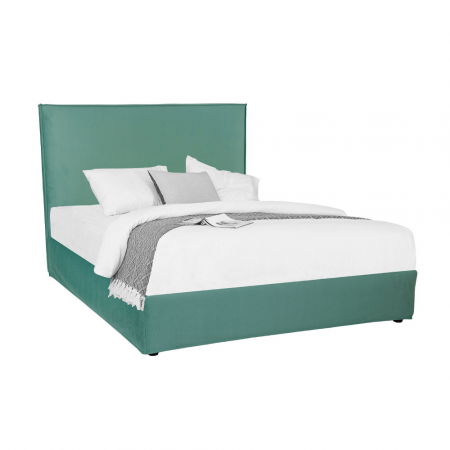 Fotolii in Stil Scandinav - Pat Loca fără ladă verde mentă – pat modern cu tăblie tapițată