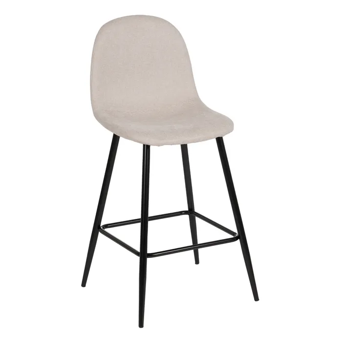 Mobilier - Scaun bar crem cu tapițerie din stofă și picioare metalice negre – design modern