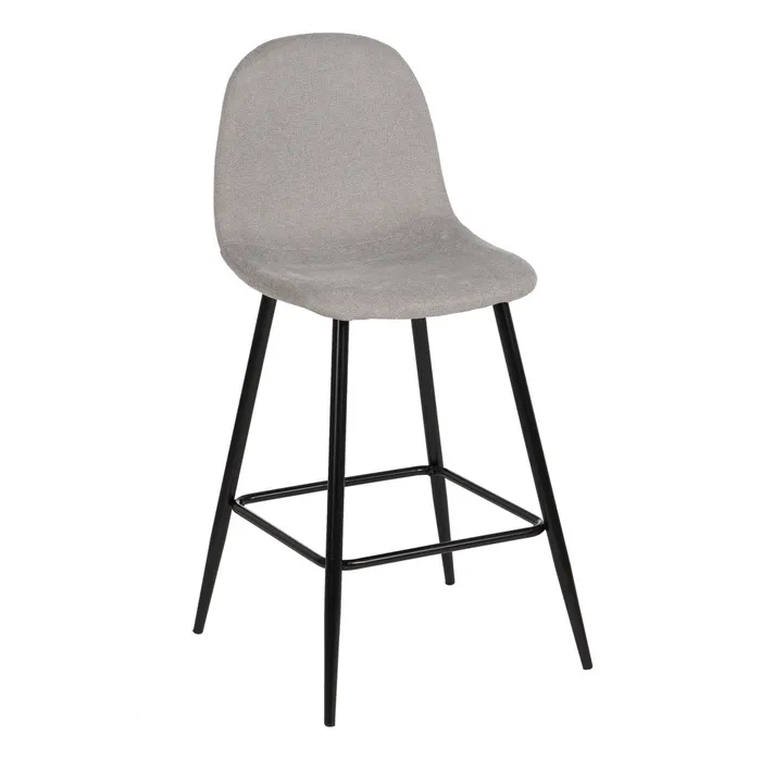Mobilier - Scaun bar modern gri cu spătar curbat și cadru metalic – stil horeca contemporan