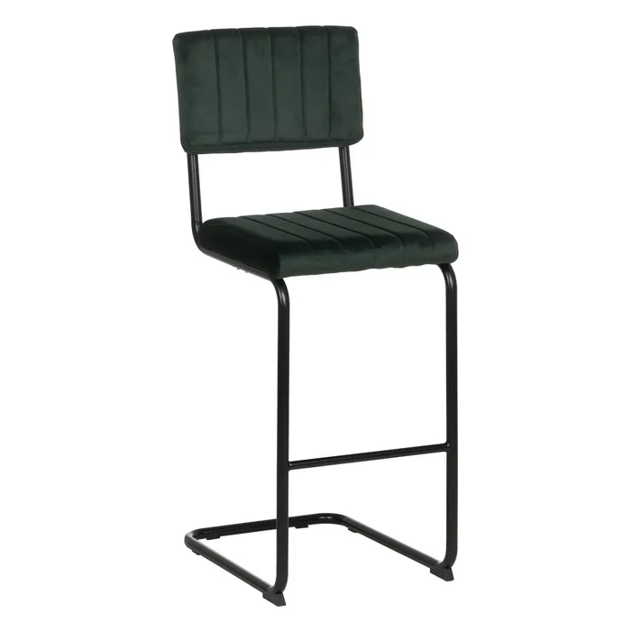Mobilier - Scaun bar verde cu tapițerie decorativă și cadru metalic negru – stil industrial contemporan