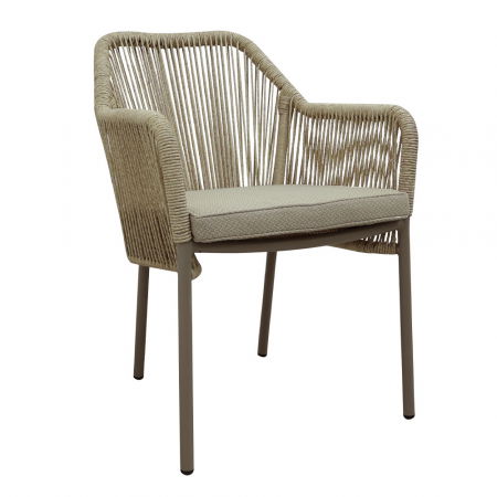 Scaune in Stil Boho - Scaun bej aluminiu și ratan sintetic exterior Celia