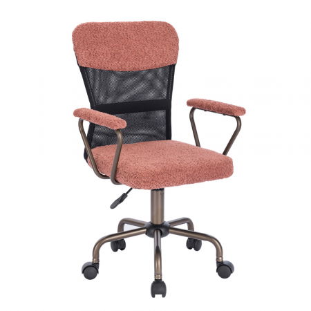 Scaun ergonomic modern cu textură boucle și finisaj gunmetal