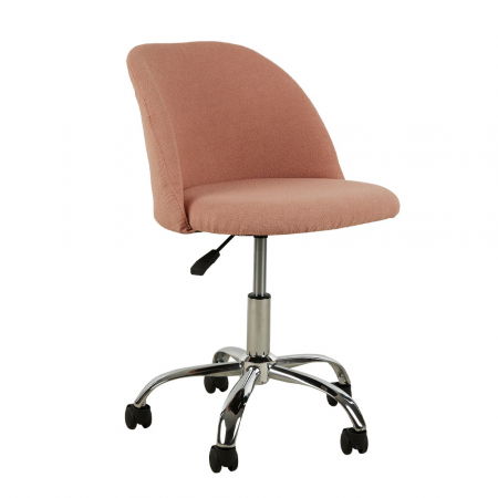 Scaun ergonomic de birou cu design modern și textură boucle în roz prăfuit