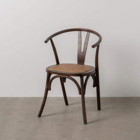 Scaune in Stil Rustic - Scaun ciocolatiu lemn si ratan|Scaune rustice pentru interioare sofisticate