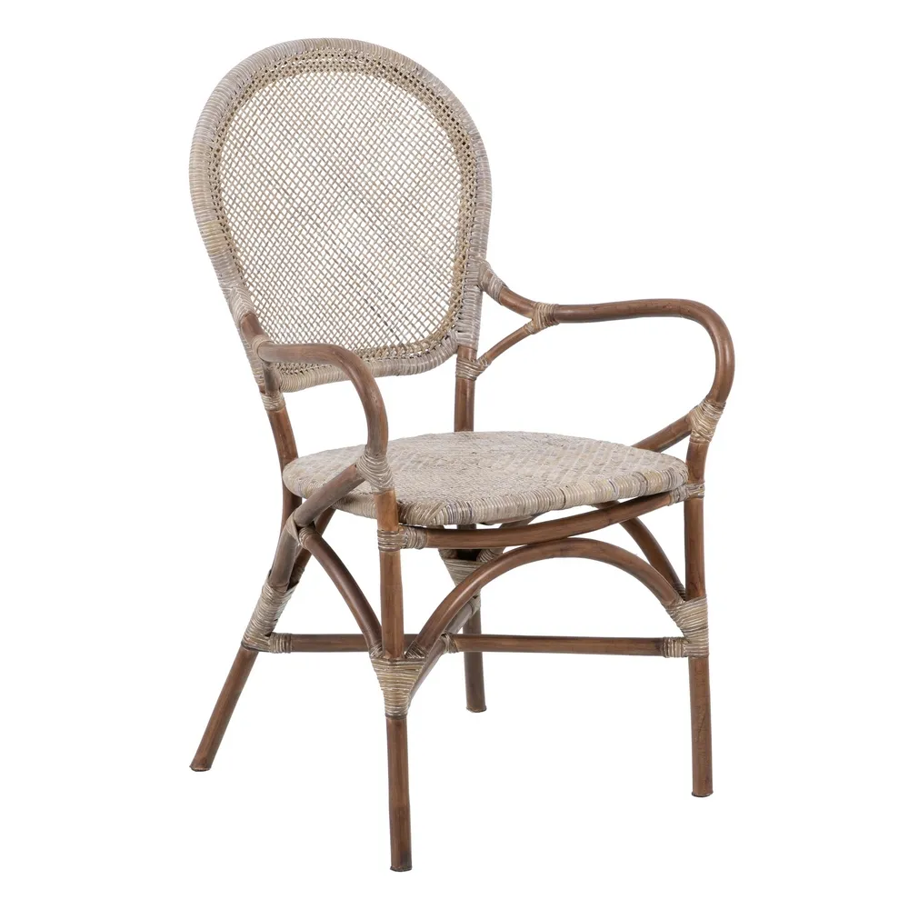 Scaune in Stil Rustic - Scaun cu Brate Ratan Bej-Maro - CreativDeco.ro