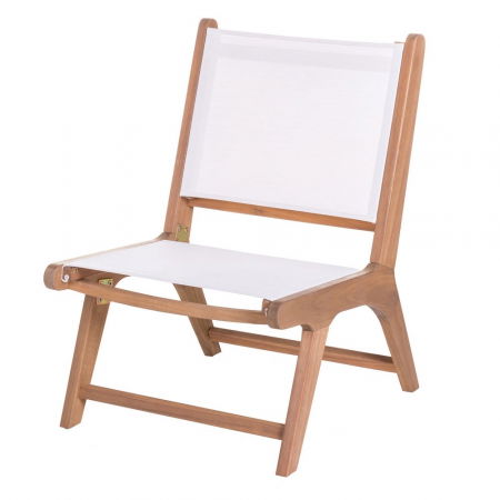 Scaune Lounge - Scaun de relaxare Nina alb-natural din lemn acacia, stil modern pliabil