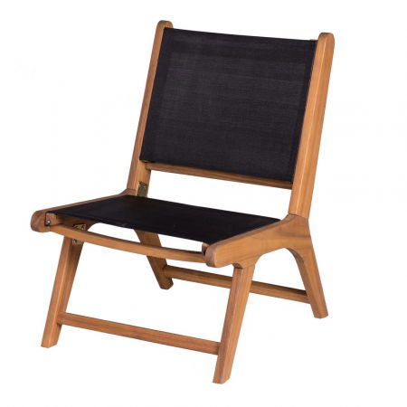 Scaune Exterior - Scaun Relax Nina negru-natural din lemn acacia, contrast modern pliabil