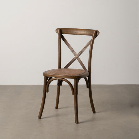 Scaune in Stil Rustic - Scaun elegant din lemn masiv maro inchis