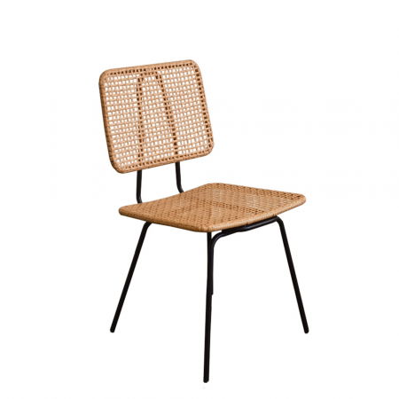 Scaune Exterior - Scaun din rattan împletit natural pe cadru metalic, stil simplu și modern