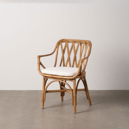 Scaune Exterior - Scaun ratan natural cu perna pentru living sau terasa|Scaune din fibre naturale pentru decor autentic