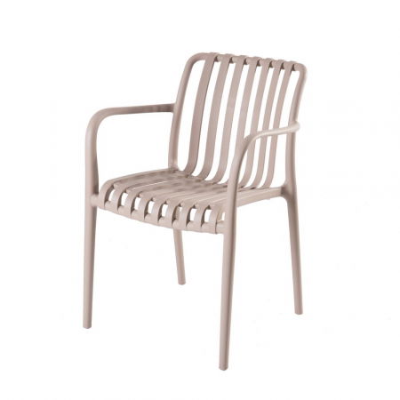 Scaun Deba gri-bej din polipropilenă – cu brațe și lamele curbate