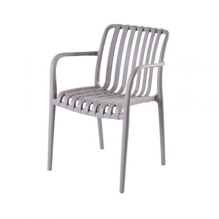 Scaun Deba din polipropilenă gri – cu brațe și lamele verticale