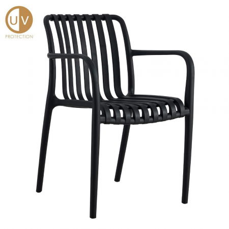 Scaune Exterior - Scaun Sticky negru din polipropilenă cu protecție UV – design stivuibil