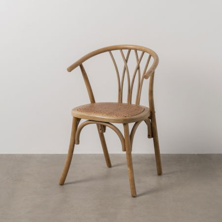 Scaune in Stil Rustic - Scaun maro lemn si ratan cu brate|Scaune elegante pentru interioare sofisticate